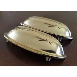 Lot Of 2 Vintage Brass Cabinet Bin Pull Cup Handles 4-5/8"